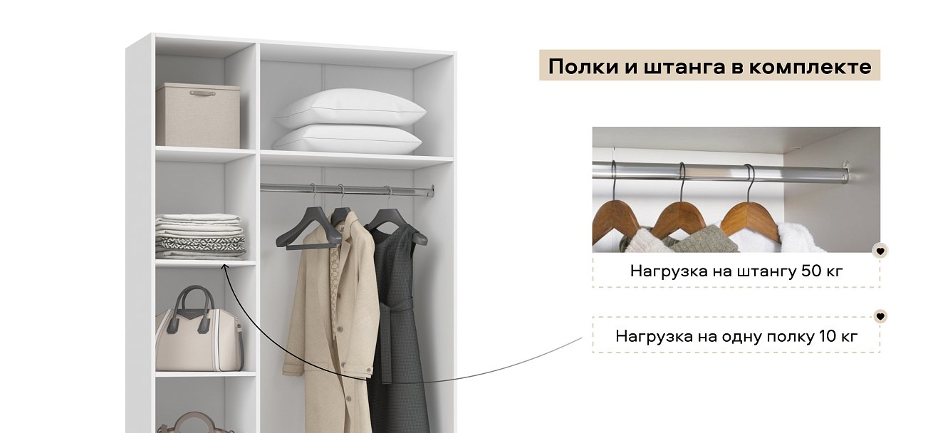 Босс Стандарт 120*220 шкаф распашной 3Д 01 Белый