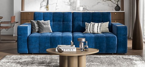 Диван Босс ХО велюр Монолит синий / Камень 2