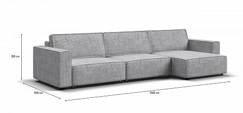 Угловой диван Босс Софт Модуль Макс Вельвет Корд серый 1