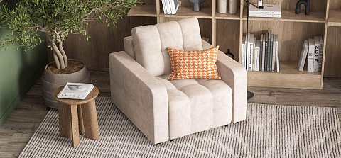 Денди кресло-кровать велюр Монолит латте 2