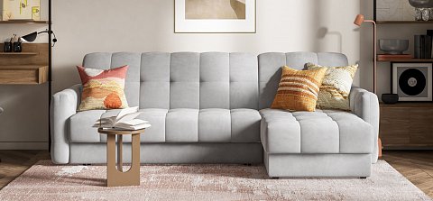 Угловой диван Босс Слип 160 велюр Монолит сталь 2