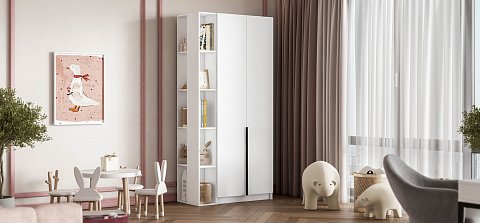 Босс Стандарт 80*220 шкаф распашной 2Д + ящики 01 Белый 2