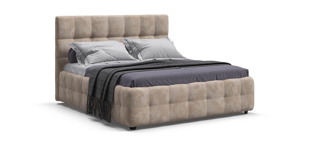 Босс Кровать+ПМ 160*200 велюр Алькантара пепел