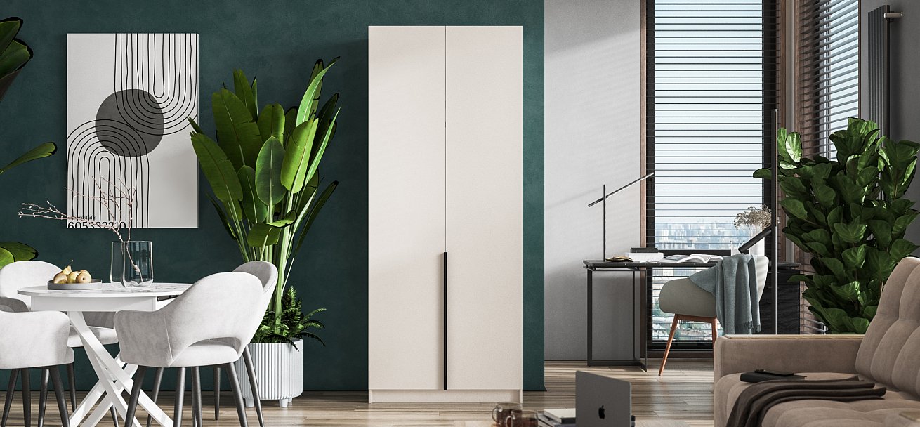 Рим 90 шкаф распашной 2Д+ящики 01 Кашемир