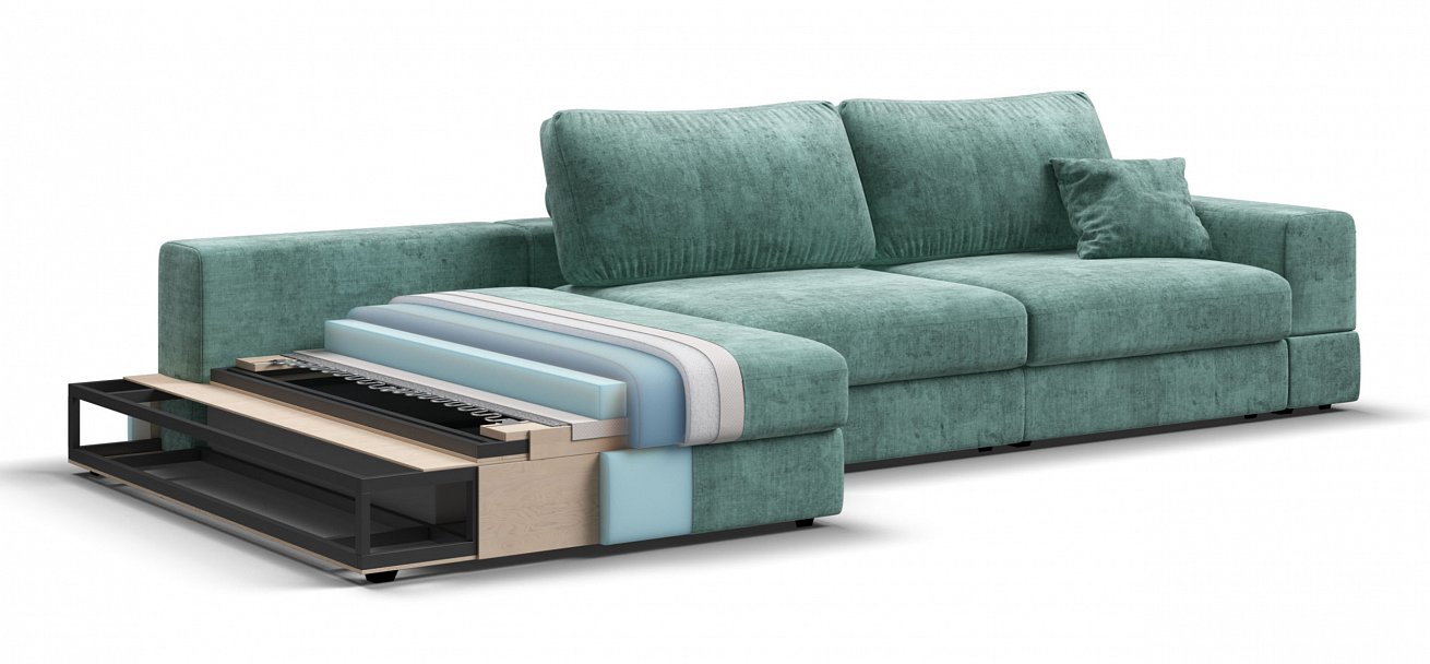 Угловой диван-кровать Босс Модуль ХЛ Шенилл Глосс минт