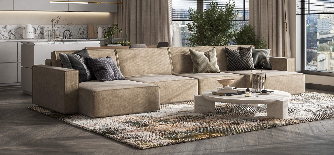 П-образный диван Босс Софт Модуль велюр Роял тауп