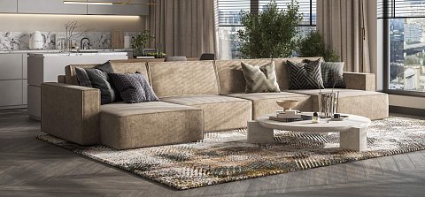 П-образный диван Босс Софт Модуль велюр Роял тауп 2