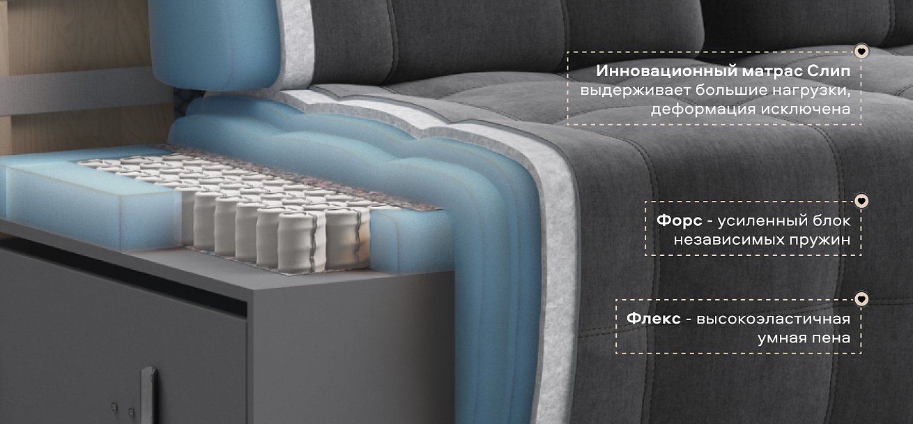 Диван Босс ХО Макс велюр Монолит серый / Камень