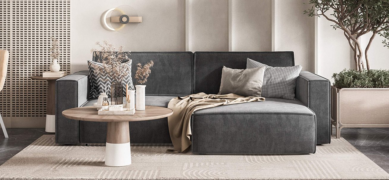 Угловой диван Босс Софт Модуль велюр Монолит серый