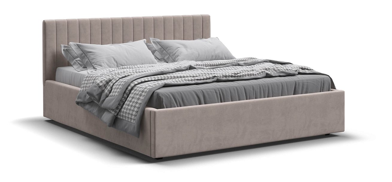 Ронда Кровать+ПМ 160*200 велюр Монолит латте