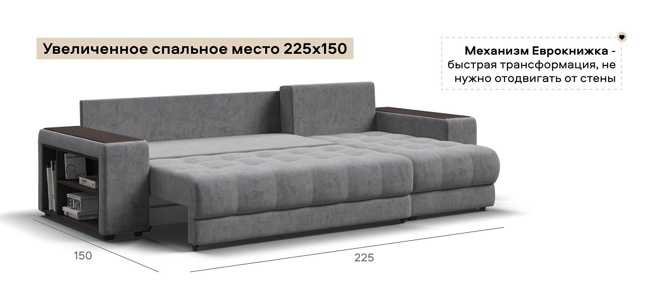 Угловой диван Босс ХЛ велюр Роял агат