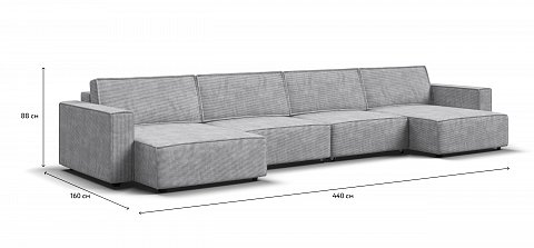 П-образный диван Босс Софт Модуль Вельвет Корд серый 1