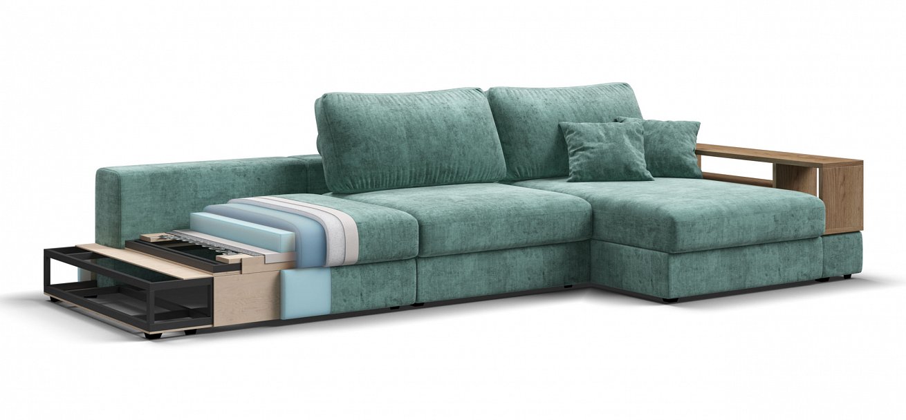 Угловой диван-кровать Босс Модуль ХЛ Шенилл Глосс минт