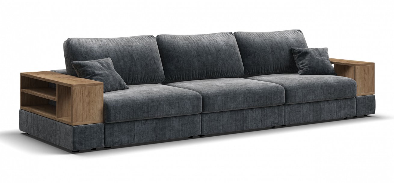 Диван-кровать BOSS MODOOL MAX шенилл Gloss карбон с двумя полками подлокотниками