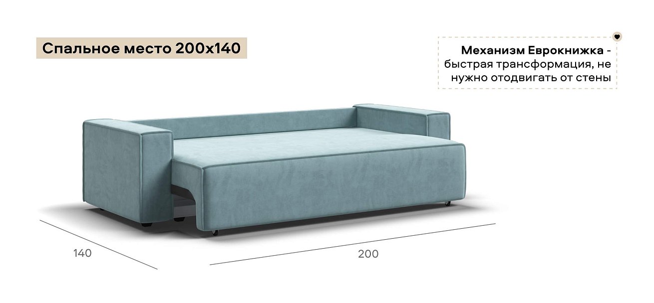 Диван Норд велюр Монолит аква