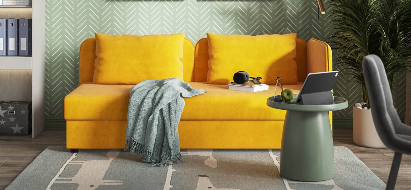 Тахта Ирис велюр Монолит желтый