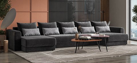 Модульный п-образный диван Ричмонд Модуль Вельвет Корд графит 2