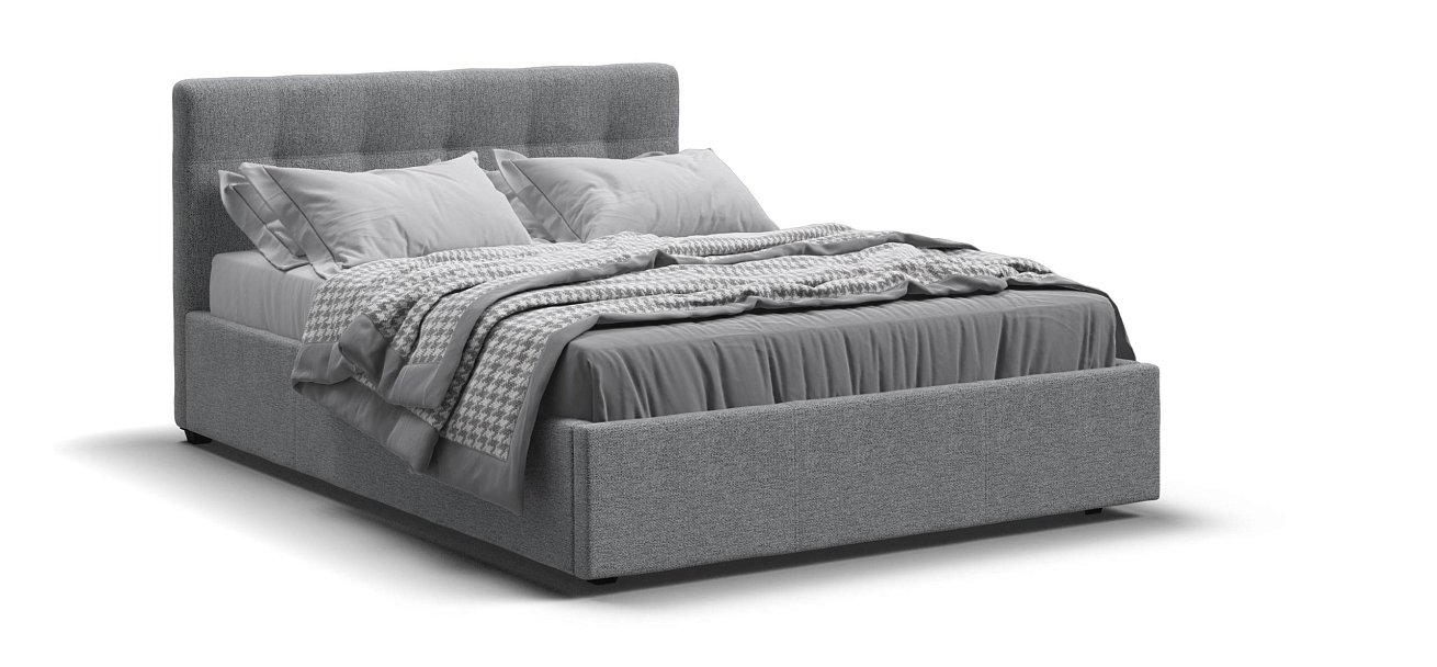 Белла Кровать + ПМ 140*200 Рогожка Мальмо серый