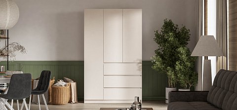 Идея 135 шкаф распашной 3Д+ящики Кашемир 2