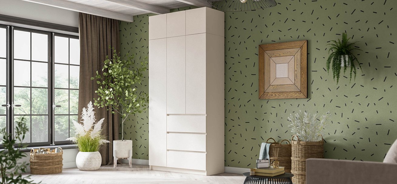 Идея 120 шкаф распашной 3Д+ящики Кашемир