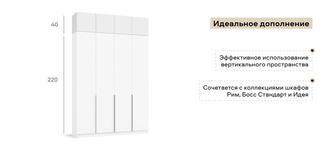 Антресоль 160 4Д Белый