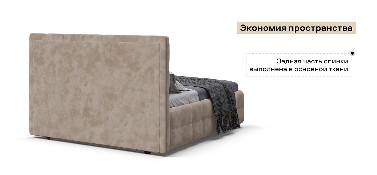 Босс Кровать+ПМ 160*200 велюр Алькантара пепел