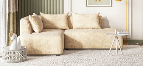 Угловой диван левый Кинг Твин велюр Роял шампань 2