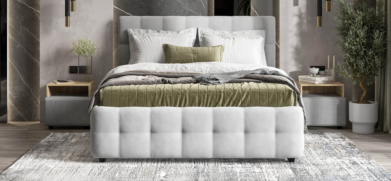 Босс Кровать+ПМ 160*200 велюр Монолит сталь