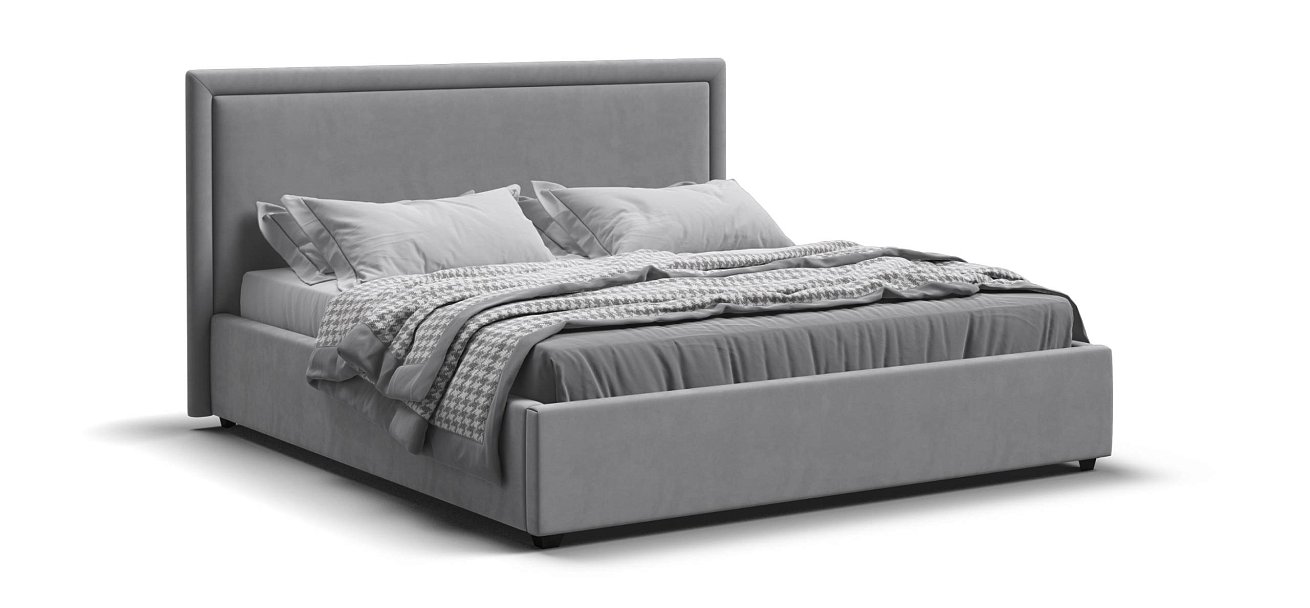 Фрея Кровать+ПМ 160*200 велюр Монолит сталь