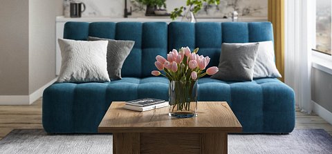 Диван Босс Мини велюр Монолит синий 2