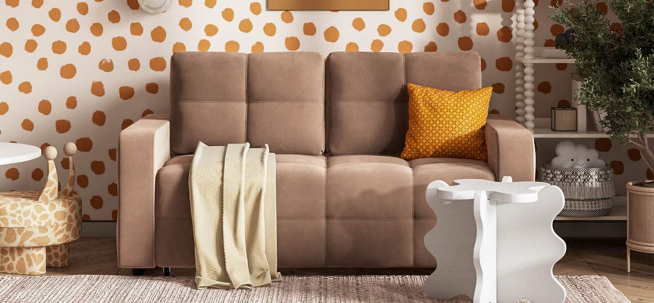 Диван Денди двухместный велюр Монолит мокко