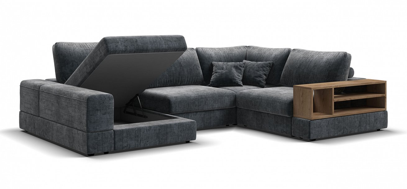 П-образный диван-кровать Босс Модуль Шенилл Глосс карбон