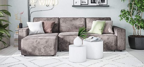 Угловой диван Норд велюр Алькантара серый 2