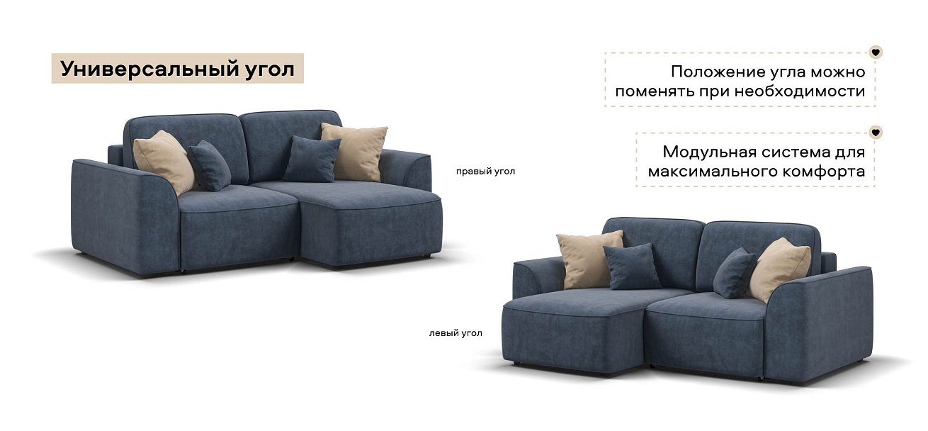 Угловой диван Кинг Модуль велюр Роял синий