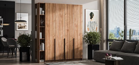 Босс Стандарт 160*220 шкаф распашной 4Д + ящики 01 Орех Селект 2