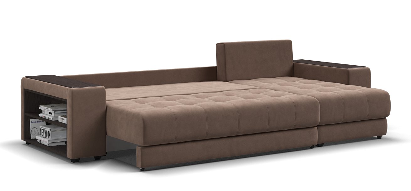 Угловой диван Дубай велюр Монолит мокко, велюр Монолит латте