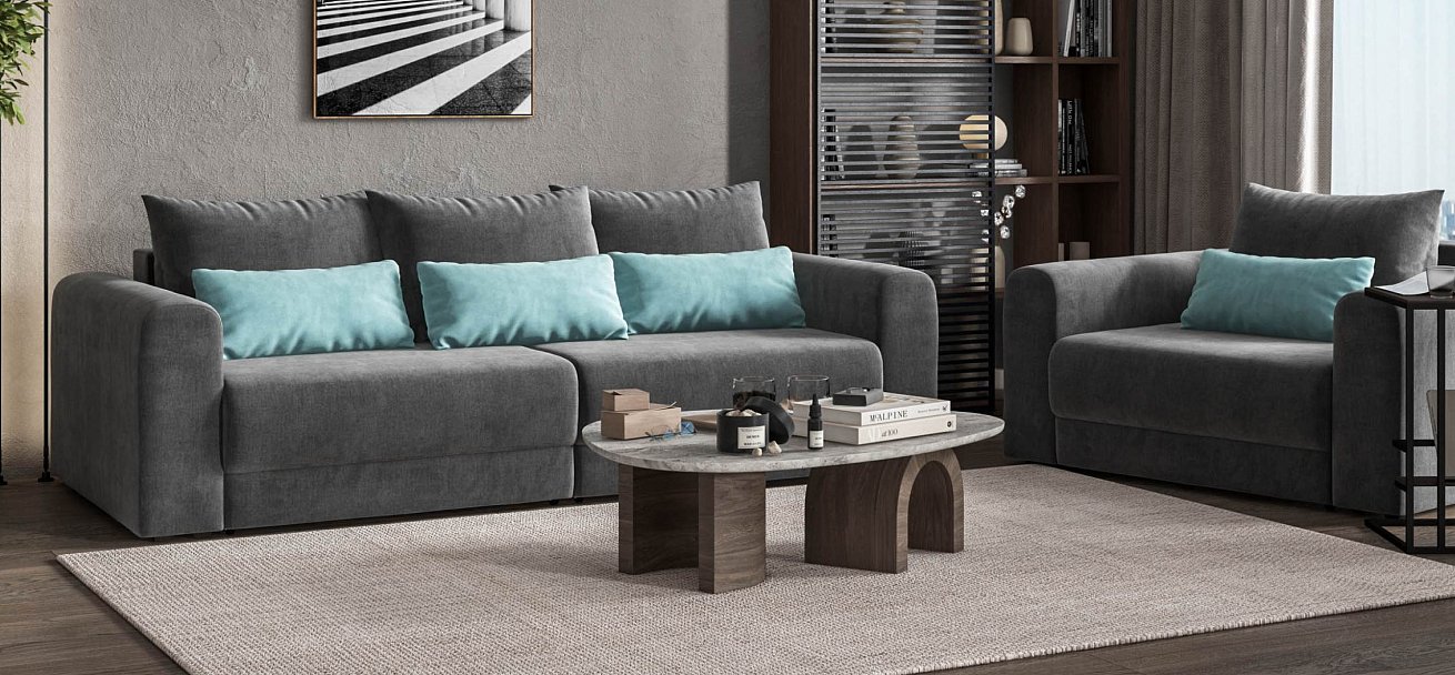 Модульный диван Ричмонд Модуль велюр Монолит серый