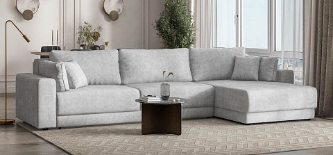 Угловой диван Босс Прайм Макс Шенилл Клауд серый 2