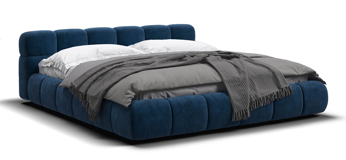 Босс Дрим Кровать+ПМ 180*200 велюр Монолит синий
