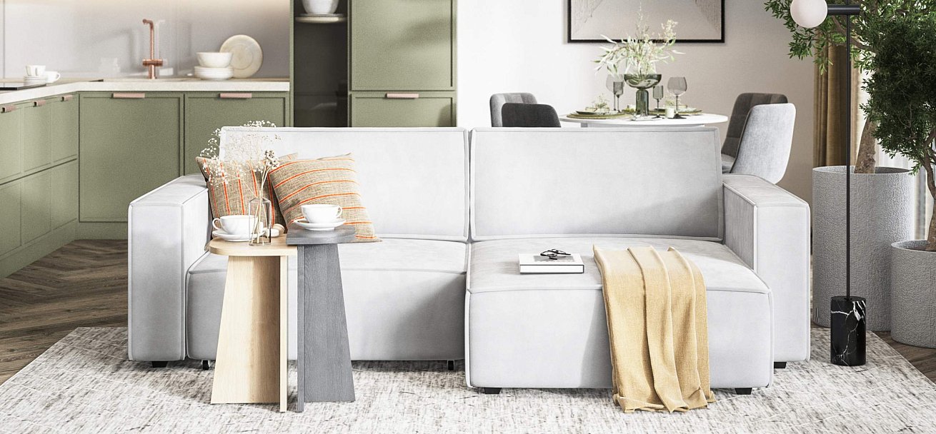 Угловой диван Босс Софт Модуль велюр Монолит сталь