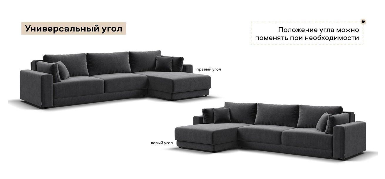 Угловой диван Босс Прайм Макс Вельвет Корд графит