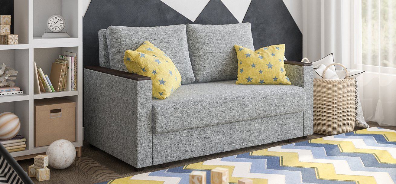 Диван Атланта двухместный Рогожка Мальмо серый