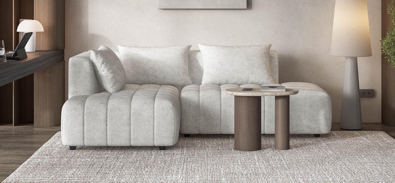 Угловой диван левый Босс Твин Шенилл Клауд крем