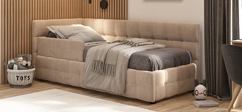 Босс Мини Кровать+ПМ 90*200 велюр Монолит латте 2