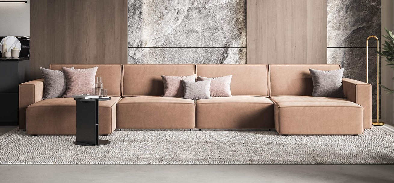 П-образный диван Босс Софт Модуль велюр Монолит мокко