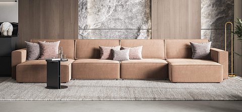 П-образный диван Босс Софт Модуль велюр Монолит мокко 2