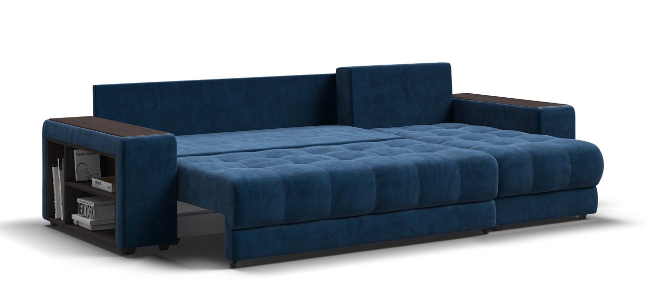 Угловой диван Босс ХЛ велюр Монолит синий