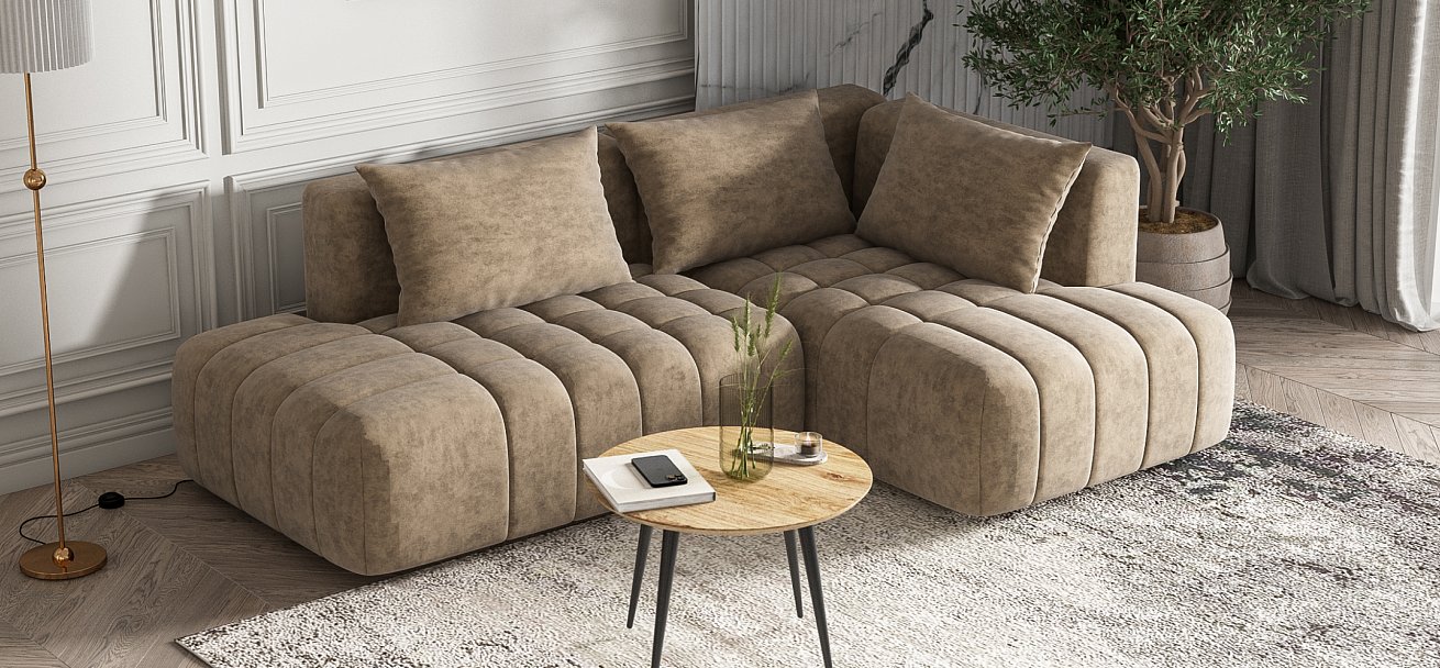 Угловой диван правый Босс Твин велюр Роял тауп