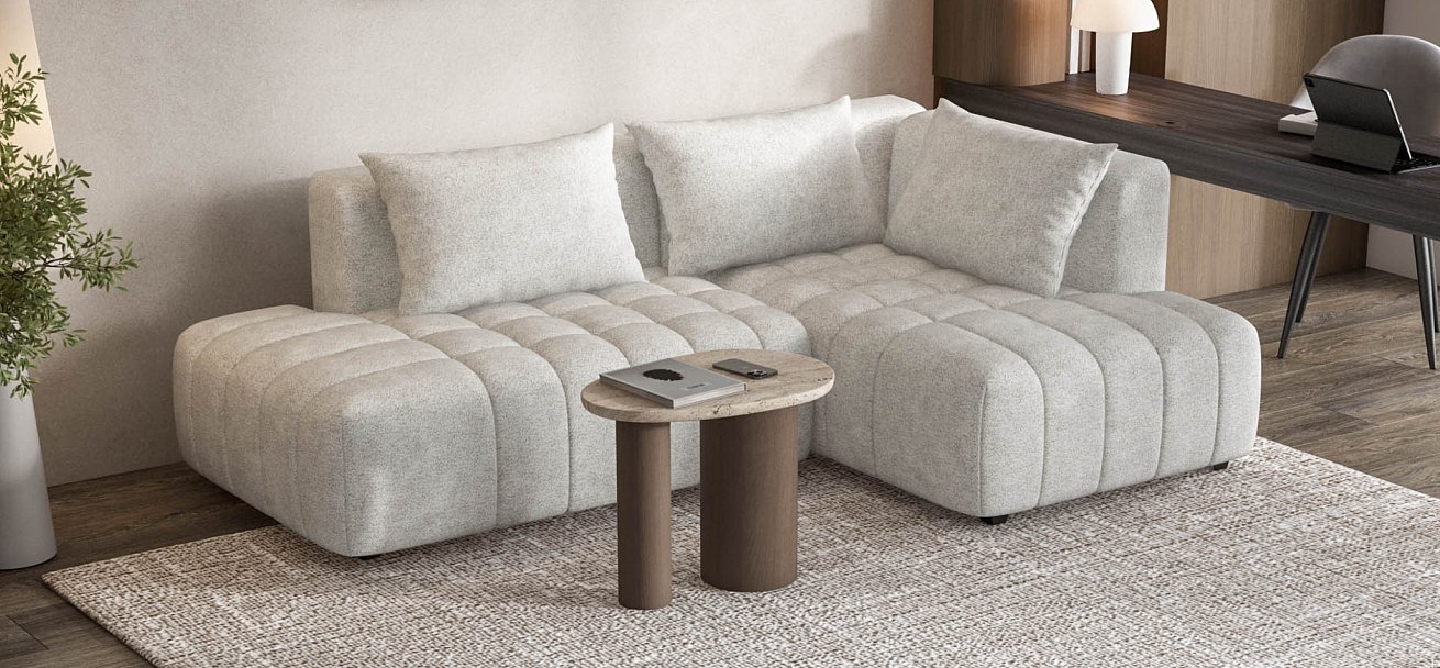 Угловой диван правый Босс Твин Шенилл Клауд крем