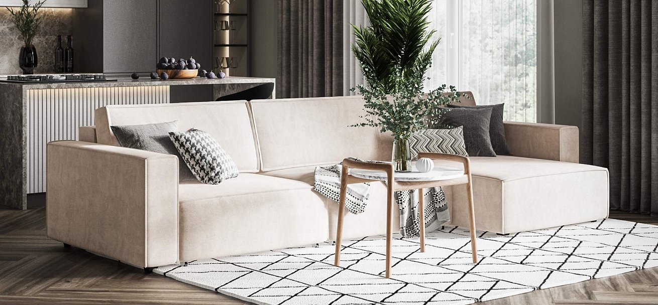 Угловой диван Босс Софт Модуль Макс велюр Монолит латте